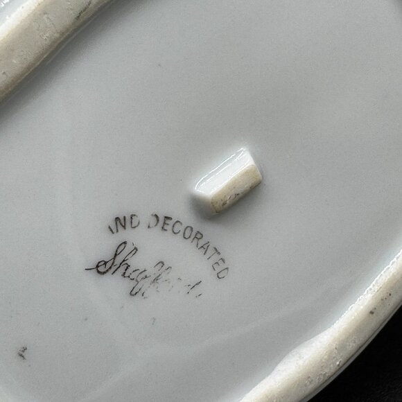 Vintage Porcelain Trinket Box w/Lid Shafford White Pink Flowers Gold Accents - Picture 6 of 9